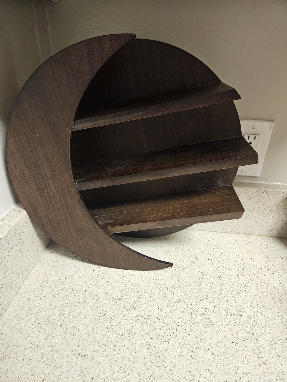 Dark Wood Crescent Moon Wall Shelf - Brown